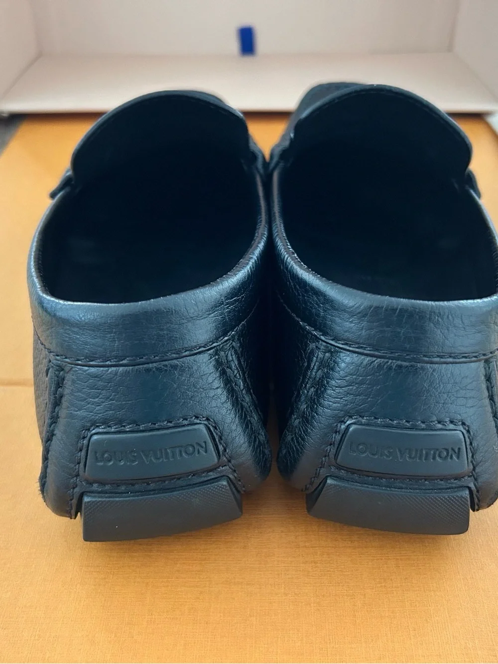 Louis Vuitton Black Pebbled Leather LV Buckle Loafers